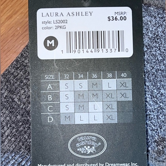 New With Tag Laura Ashley Gray Racerback Bra Size Medium nylon spandex - Picture 3 of 10